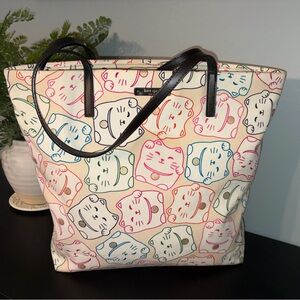 Rare Lucky Cat Canvas Tote By Kate Spade